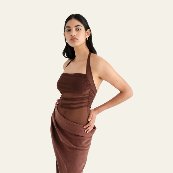 The Lisbon Draped Evening Maxi Dress