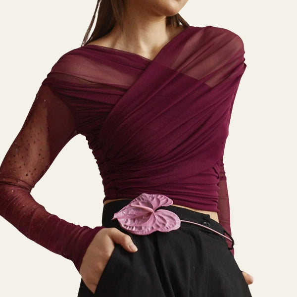The Verona Mesh Wrap Top