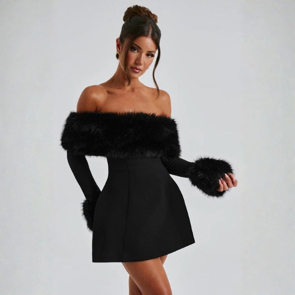 The Valentina Faux Fur Mini Dress