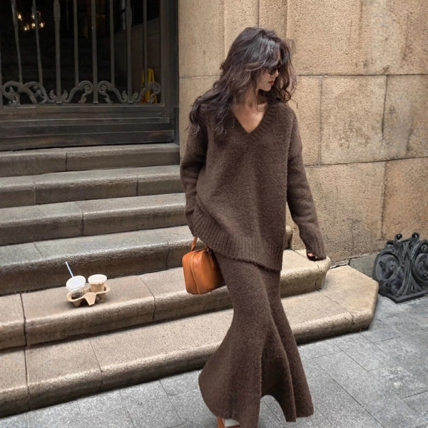 The Bordeaux Knit Skirt Set