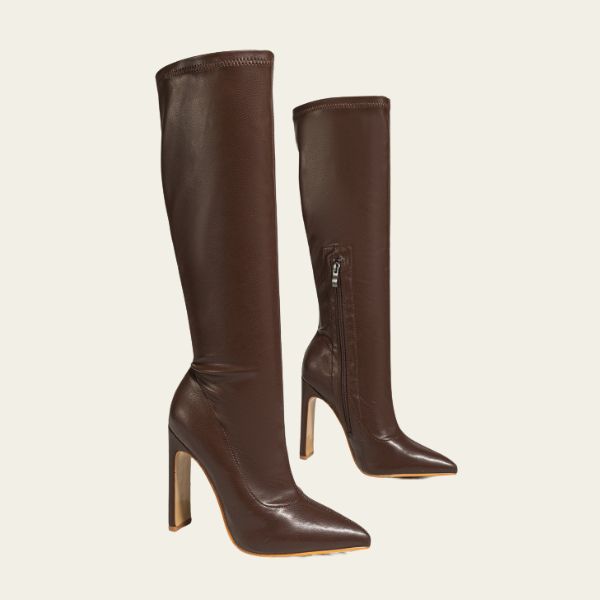 The Celeste Leather High Heel Boot