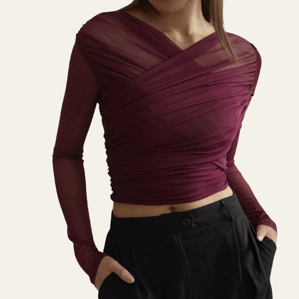 The Verona Mesh Wrap Top