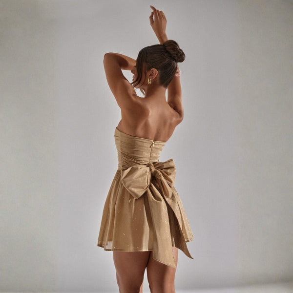 The Amalfi Sparkle Bow Mini Dress