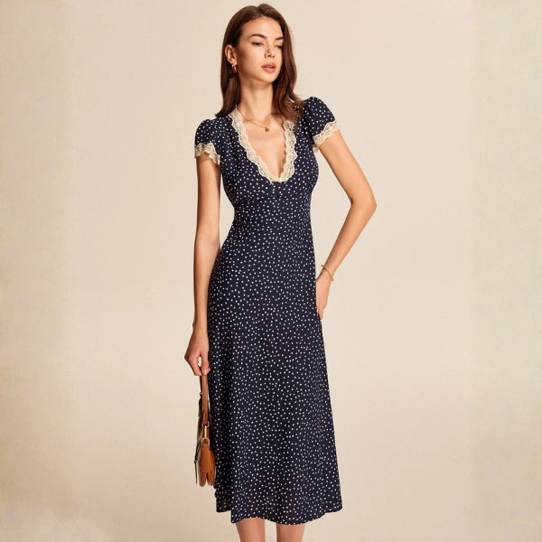 The Marseille Polka Dot Midi Dress