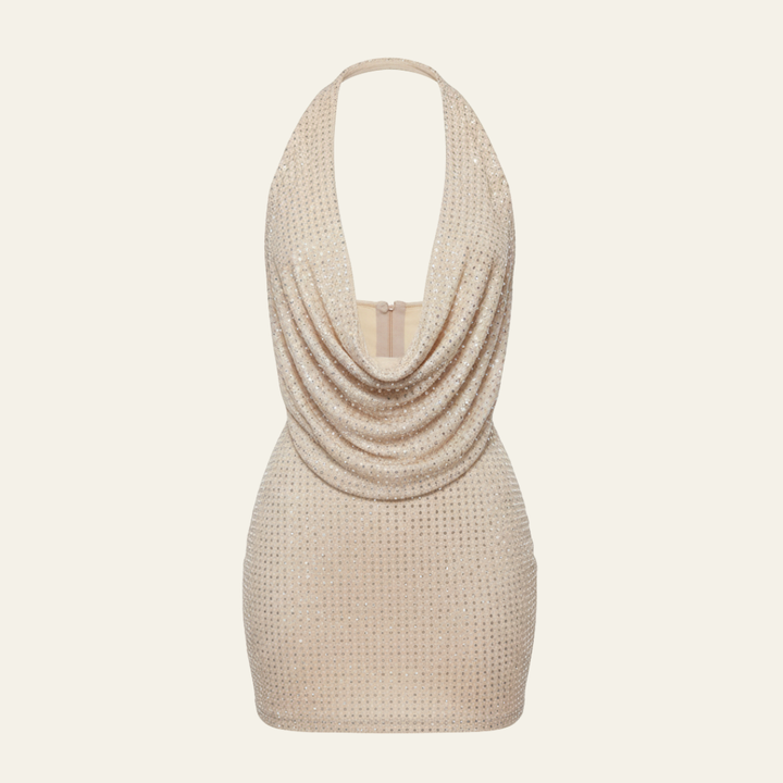 The Sorrento Glitter Drape Mini Dress