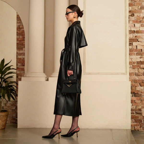 The Vienna Faux Leather Trench Coat