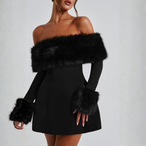 The Valentina Faux Fur Mini Dress
