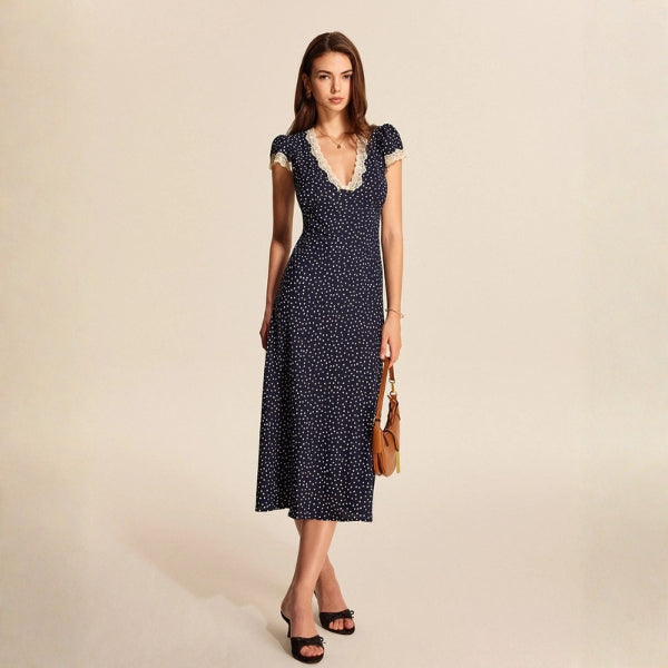 The Marseille Polka Dot Midi Dress