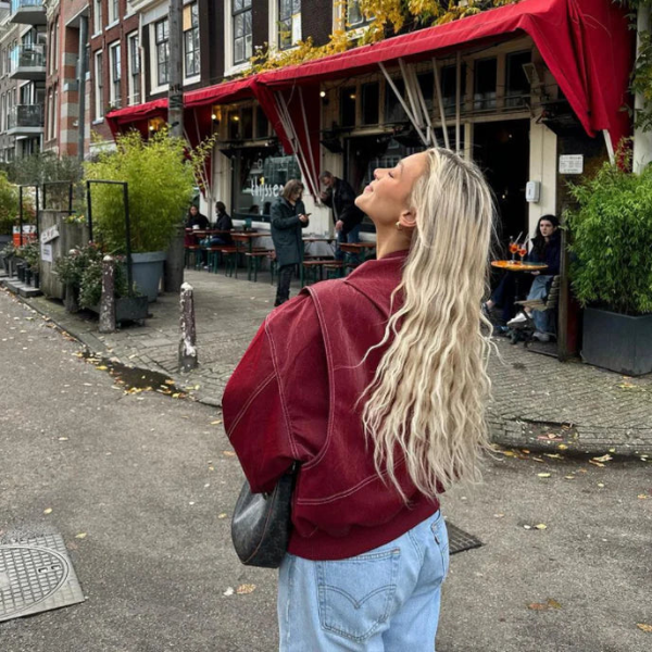 The Bordeaux Leather Oversized Bomber Jacket