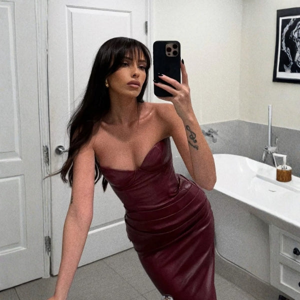 The Verona Faux Leather Corset Dress