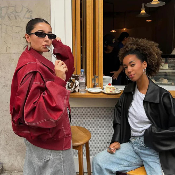 The Bordeaux Leather Oversized Bomber Jacket