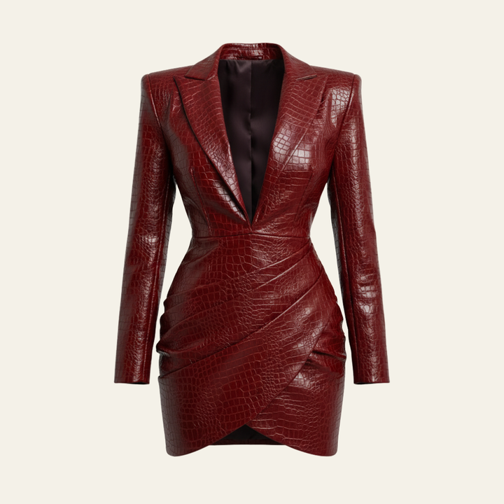 The Amara Croc-Embossed Blazer Dress