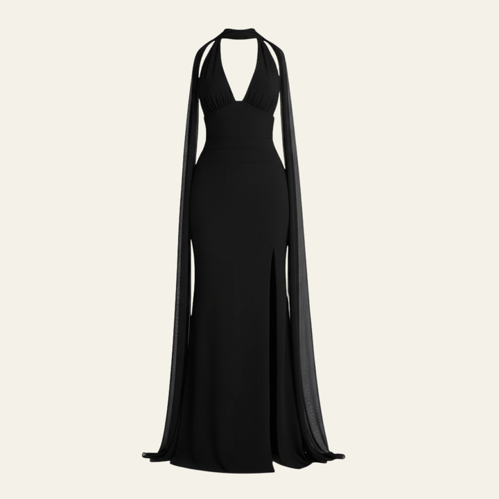 The Portofino Halter Drape Maxi Dress