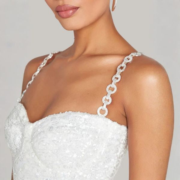 The Portofino Strapless Glitter Jumpsuit