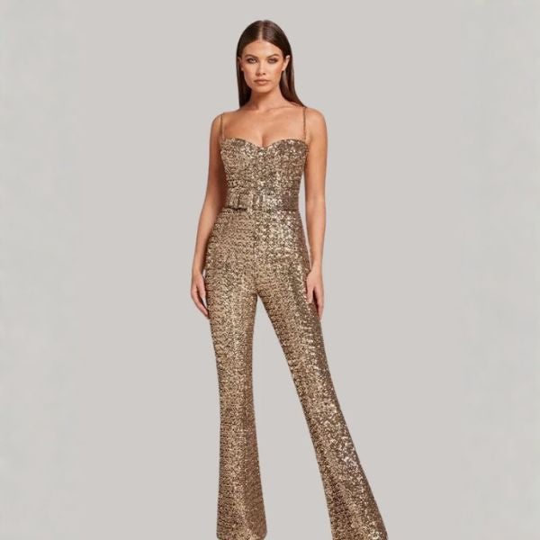 The Portofino Strapless Glitter Jumpsuit