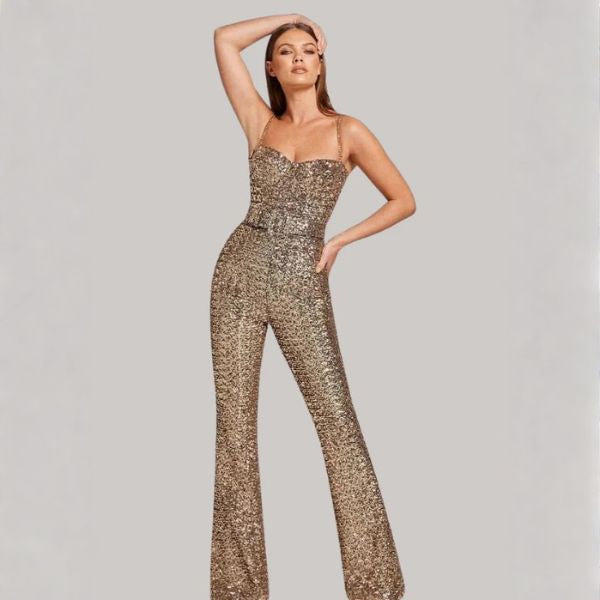 The Portofino Strapless Glitter Jumpsuit