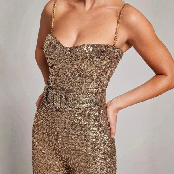 The Portofino Strapless Glitter Jumpsuit