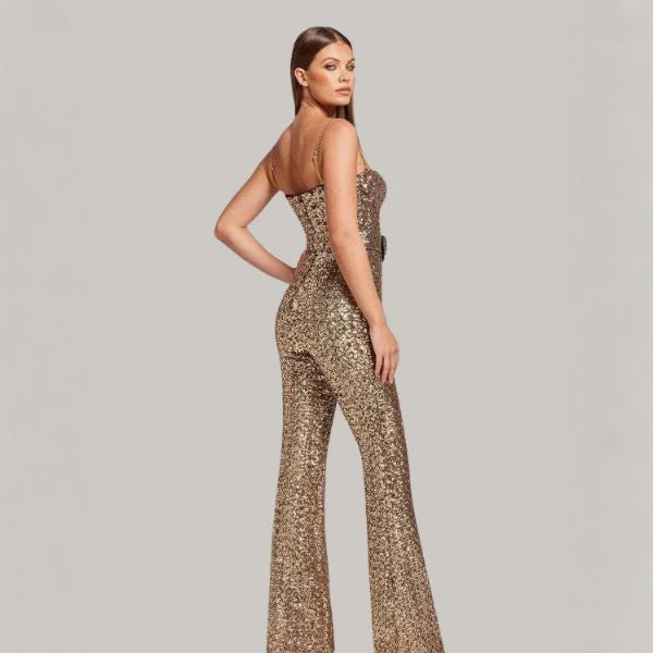 The Portofino Strapless Glitter Jumpsuit