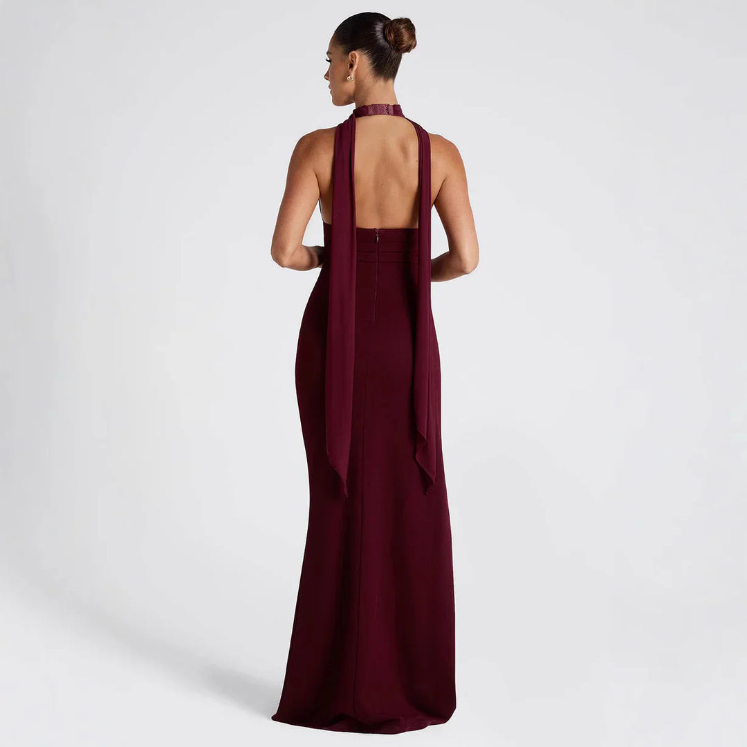 The Portofino Halter Drape Maxi Dress