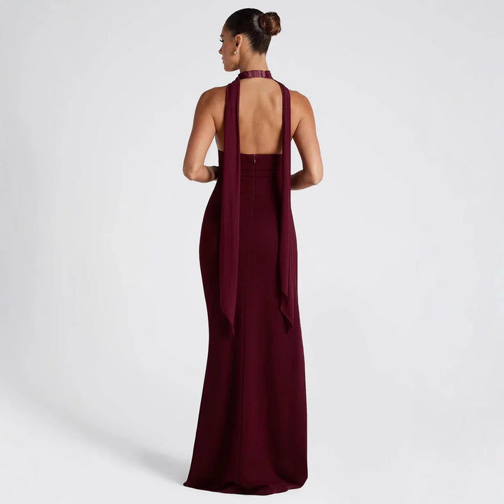 The Portofino Halter Drape Maxi Dress