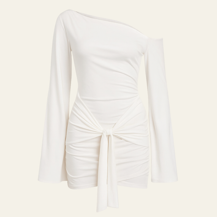The Cannes White Draped Mini Dress