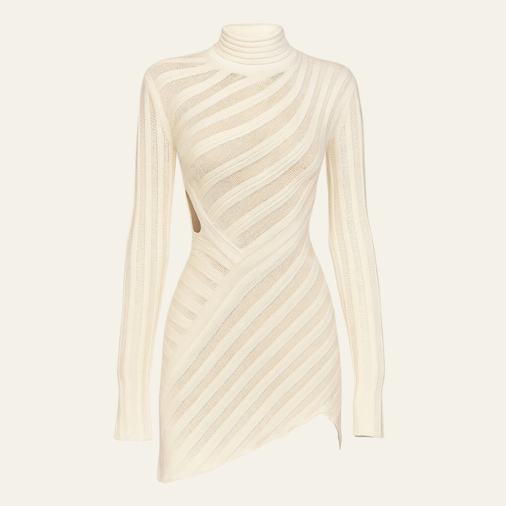The Cassandra White Knit Mini Dress