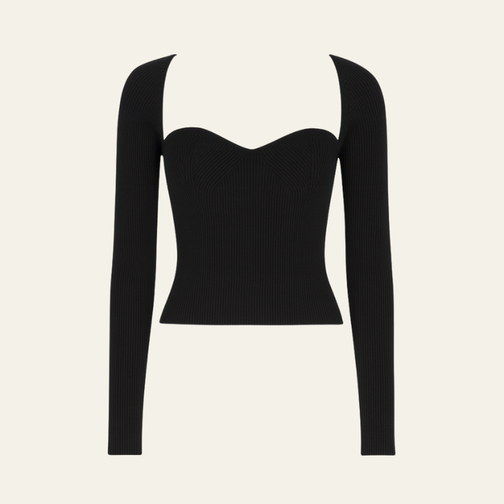 The Foglia Black Crop Knit Sweater