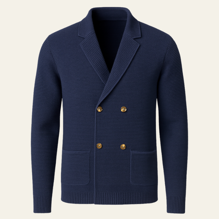 The Geneva Cotton Double-Breasted Knit Cardigan