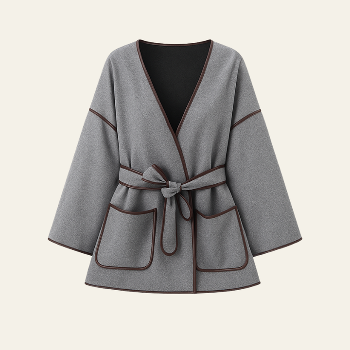 The Geneva Wool Belted Wrap Jacket