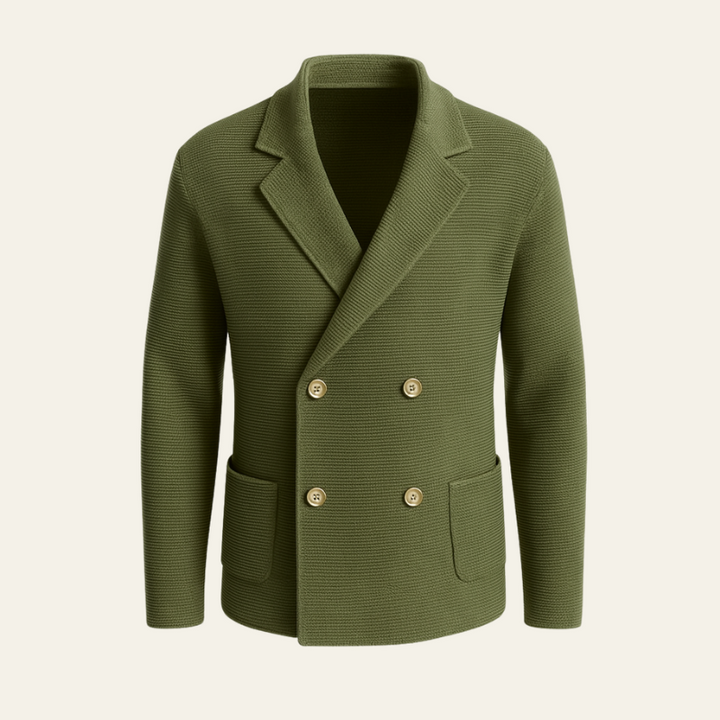 The Lucerne Cotton Double-Breasted Knit Cardigan