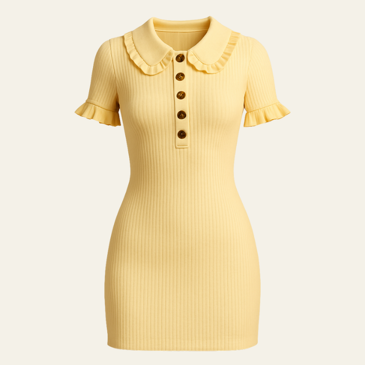The Perla del Sud Yellow Knit Mini Dress