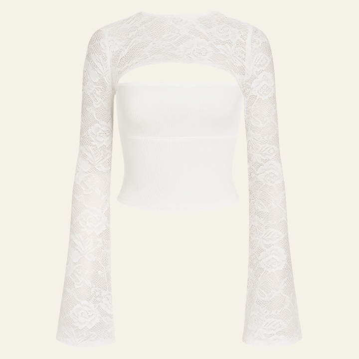 The Vienna Lace Crop Long-Sleeve Top