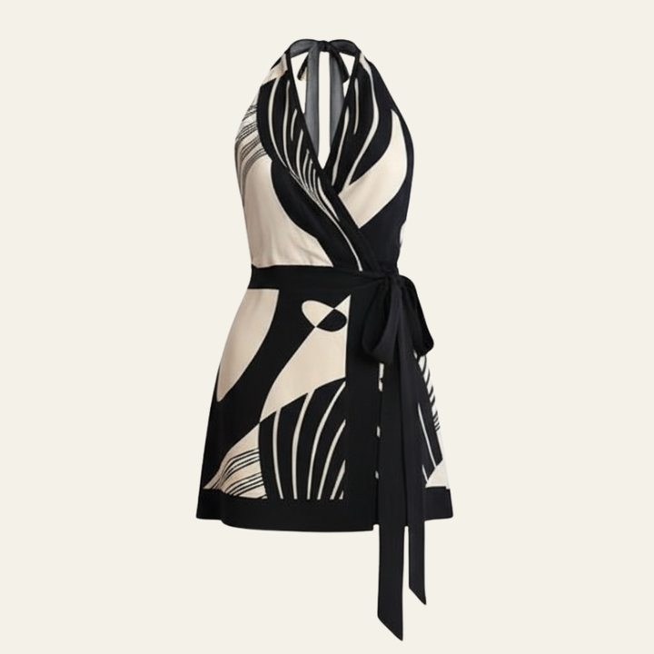 The Isolde Abstract Halter Wrap Dress